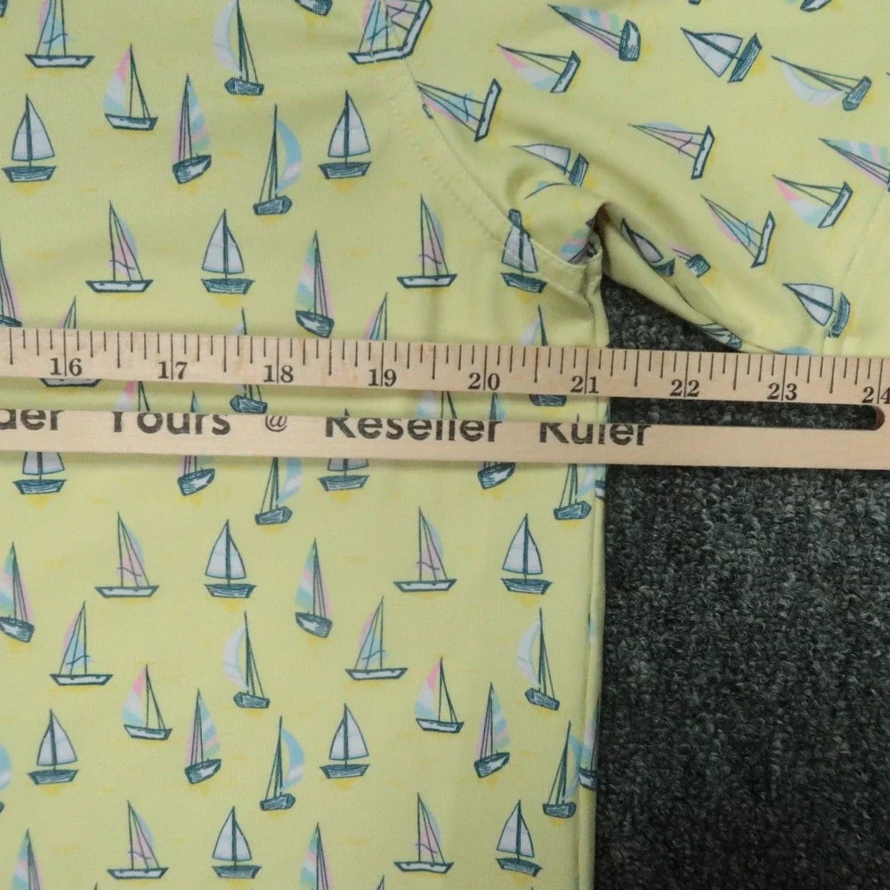 Waggle Shirt Men Large Yellow Polo Sailboat All Over Print Performance Golf Polo - Picture 6 of 8